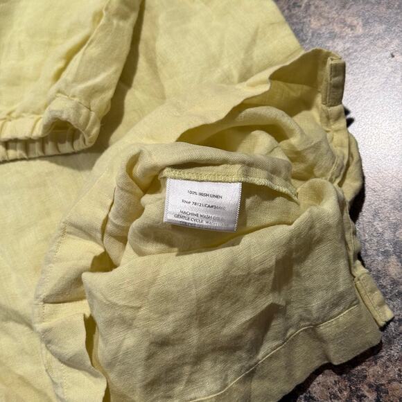 Eileen Fisher Pants Linen Cropped Minimalist Beachy Coastal Pull On Yellow Large - Picture 3 of 6